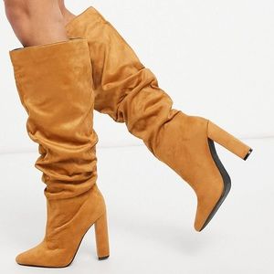 BRAND NEW ASOS Brown Suede Heeled Boots